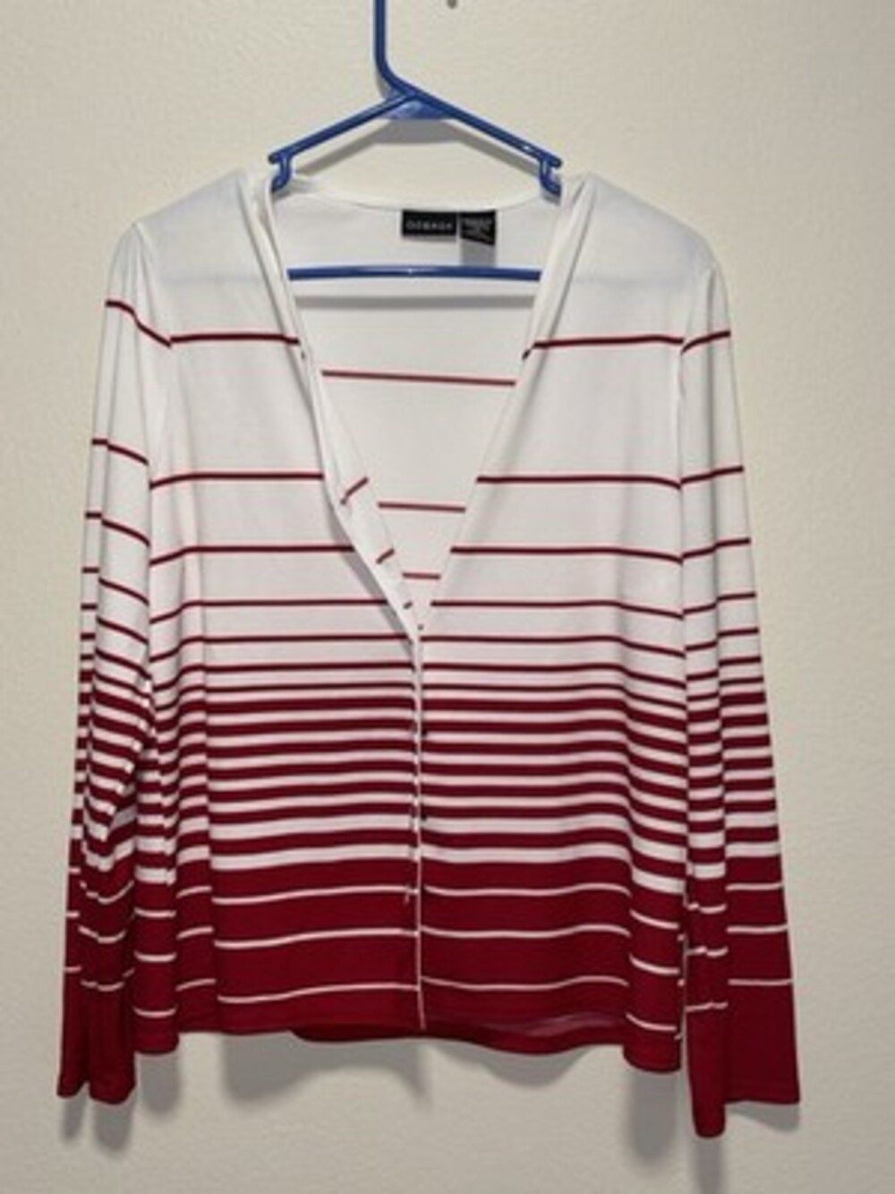 George Red White Striped Button Blouse & Tank Top Set V-Neck Knit M